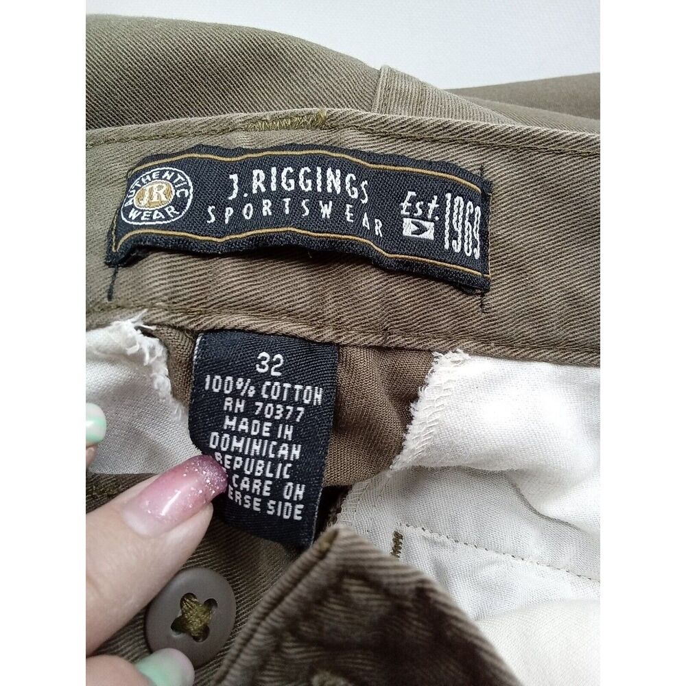 J. Riggins Mens Olive Green Cargo Shorts 100% Cotton Twill Size 32 Utility Vtg